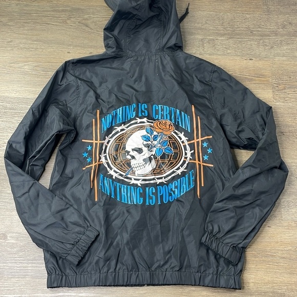 Zumies Empyre Women’s Extra Small Black Hooded Skull Windbreaker, size XS - Picture 8 of 9